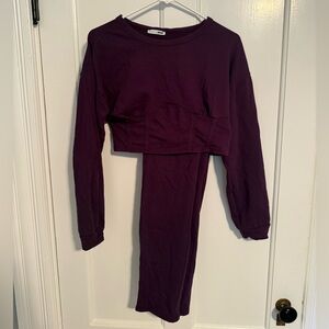 Fashion Nova - Purple Long Sleeve Crop/Pant matching set